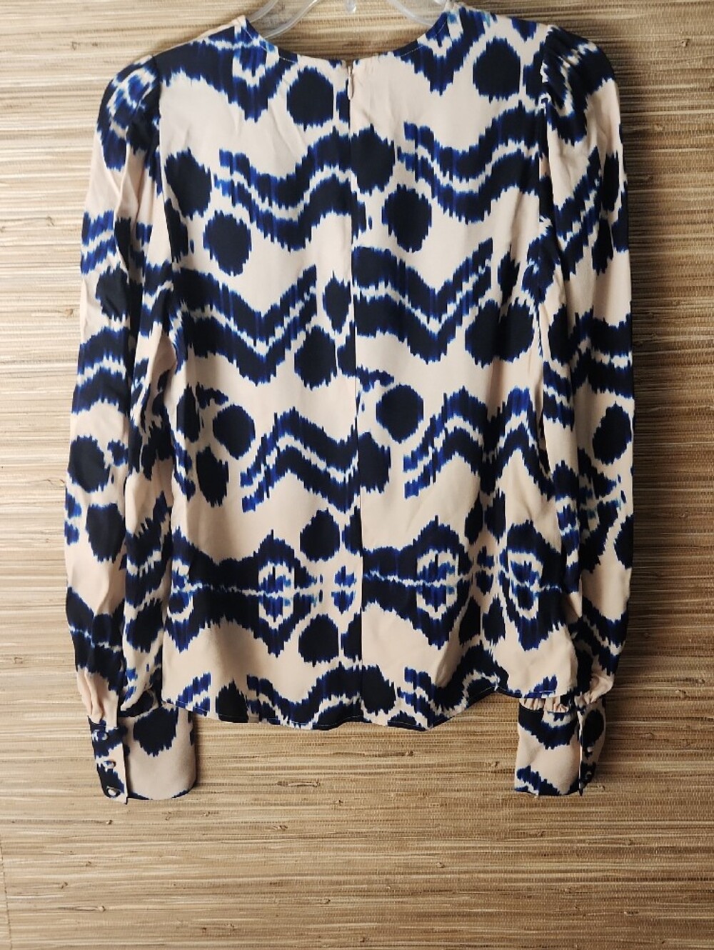 Ulla Johnson Liliana Navy & Cream Ikat-Print Blouse Size 4 Nwt - Picture 11 of 14